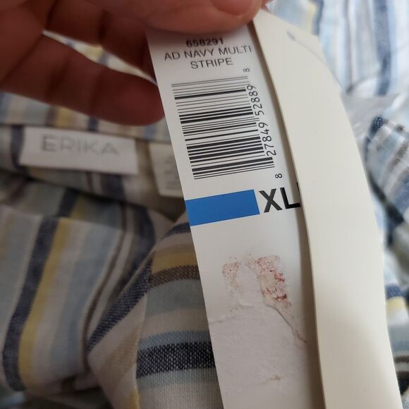 Erika Striped Button Down Shirt Size XL NWT - Picture 8 of 9